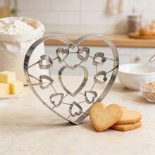 Valentine's Day Series Hanging Welding Multi-Shaped Stainless Steel Cookie Cutters Baking Tools Creative Combination Cookie Molds , Biscuit Cutter;Stainless Steel Heart Cookie Cutter Set, Large Heart Shape With 10 Mini Hearts Cut-Outs, Baking Tool For Valentine's Day - Silver - View 7