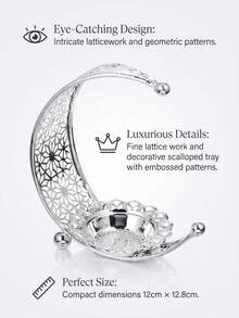 Ramadan Moon Star Metal Incense Burner, Moon Bakhoor Burner Decoration Candelabra Dining Table Decor Fashion Home Decor Candlestick, Incense Holders, An Ideal Gift For Friends, It Makes The Perfect Present For Family And Friends, Ramadan Utensils,Purposes Of Ramadan,Ramadan Gifts,Eid Giveaways,Ramadan Reflections,Ramadan,Ramadan Distributions,Ramadan Kareem - Silver - View 5