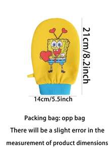 SPONGEBOB 海绵宝宝沐浴海绵，男女通用强力擦洗手套，家用背部擦洗工具，儿童卡通沐浴用品 - 彩色 - 查看 3