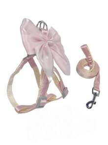 1 Set LANGXINGCS Cute Cat Harness And Leash, High-End Fashion Escape-Proof Cat Leash, Bow-Knot Design Cat Chest Strap, Soft & Comfortable Fitting Pet Harness, Suitable For Outdoor Use Of Medium And Small Cats - Multicolor - View 7