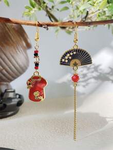 中式旗袍耳环套装，新年耳环，婚礼耳环，服装，扇子，女士耳环 - 國風 - 查看 7