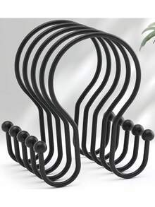 Gold Shower Curtain Hooks, Minimalist Double Hooks Shower Curtain Hooks, Rust-Proof Smooth Metal Shower Curtain Hooks, Suitable For Shower Curtain Rod, Light Gold - Multicolor - View 8