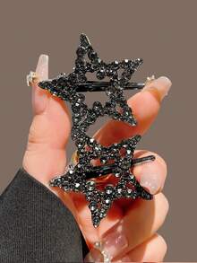2pcs/4pcs Rhinestone Pentagram Duck Hair Clips Cute Alligator Hair Clip Premium Feel Broken Hair Bangs Side Clips - Multicolor - View 9
