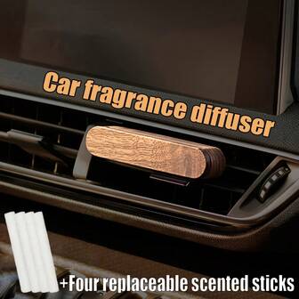 Juego de soportes de aroma para rejilla de ventilación de nogal negro natural (4 varitas de aroma) - Ambientador de coche DIY sin batería, accesorio interior perfecto como regalo para padres y hombres