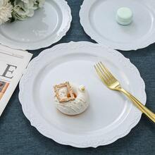 100 Pieces White Plastic Plates - 10.25inch Dinner Disposable Plates - Premium Heavy Duty Hard Disposable Dinner Plates - Party Supplies For Birthdays, Celebrations, Thanksgiving Wedding - 預設 - 查看 6