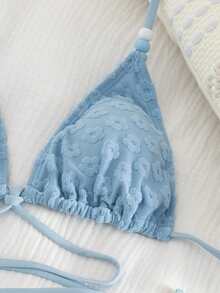 Sultry Sol Women's 3 Pieces Bikini Set Tie - Up Adjustable Special Fabric Vintage Sweet Cover - Up Skirt Beach Swimwear Summer Sexy Swimsuit Hot Beachwear Bathing Suit - Blue - View 10