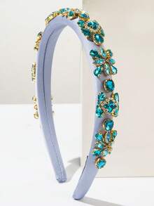 1 peça de faixa de cabelo de cetim de cor sólida com borda fina e esponja, estilo barroco retrô, luxuosa e decorada com strass, elegante para festas noturnas. Ideal para usar como tiara ou arco de cabelo.