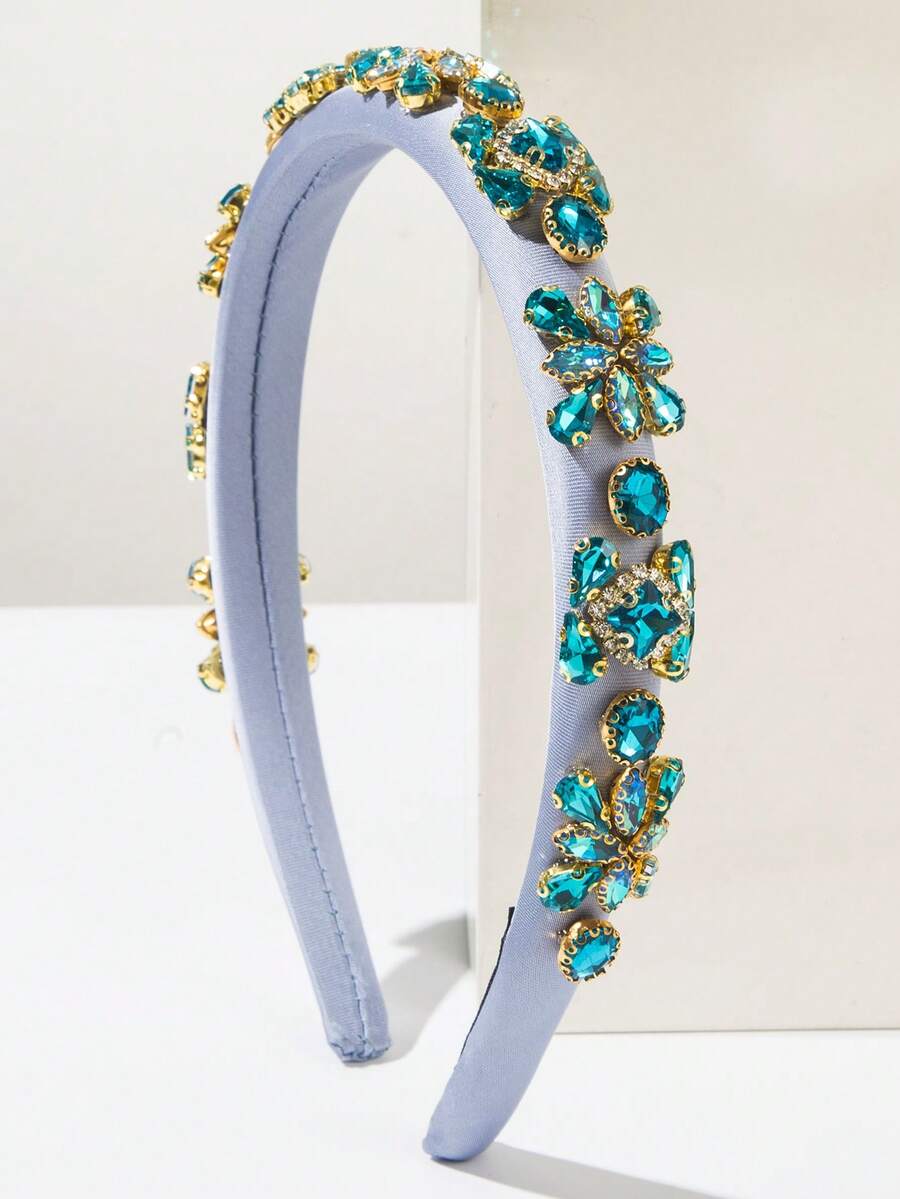 1 peça de faixa de cabelo de cetim de cor sólida com borda fina e esponja, estilo barroco retrô, luxuosa e decorada com strass, elegante para festas noturnas. Ideal para usar como tiara ou arco de cabelo.