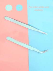 Macaroon Color Stainless Steel Tweezers, Engraving Knife, Handmade DIY Tools Set For Jewelry & Beading, Anti-Static Bent & Straight Tweezers