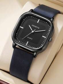 男女通用时尚休闲石英腕表，优雅方形表盘设计（无表盒）