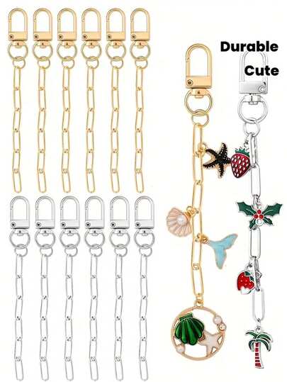 10/5 piezas Accesorios decorativos creativos para llaveros que incluyen mosquetón, cadena de extensión, anilla de apertura, para manualidades y decoración de mochilas
