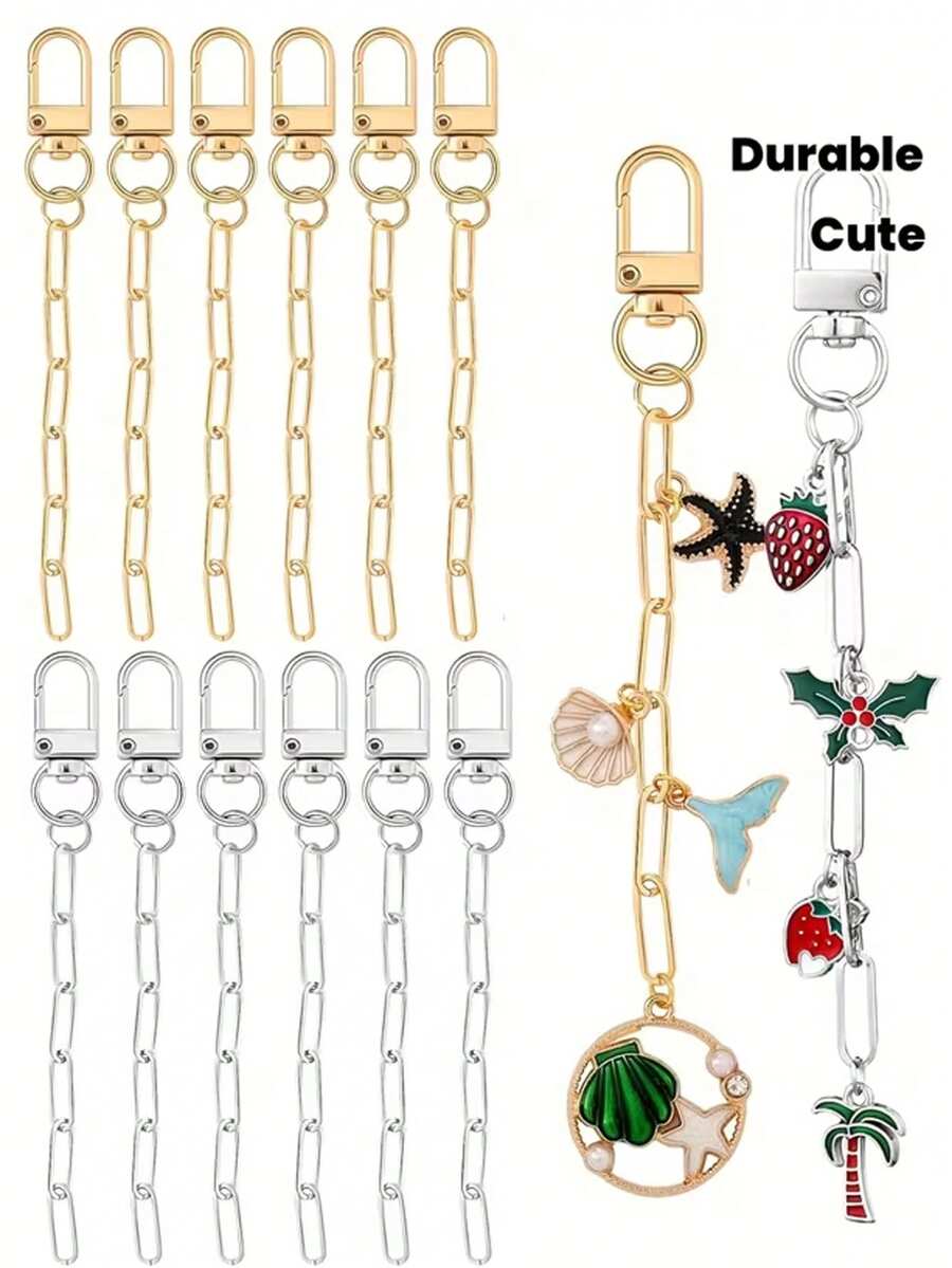 10/5 piezas Accesorios decorativos creativos para llaveros que incluyen mosquetón, cadena de extensión, anilla de apertura, para manualidades y decoración de mochilas