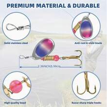 16pcs Trout Fishing Lures Kit, Includes Spinner Baits, Portable Carrying Bag, Hard Metal Lures, Spoon Fishing Baits - Black - View 9