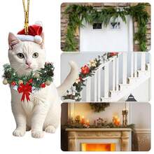 Cistmas Cat Ornaments Cute Acrylic Animal Pendant for Holiday Tree Decoration with Eye Catching Festive Style Ornament Set for Home Fireplace Farmhouse  Workplace Family Seasonal Decor - D - Ver 4