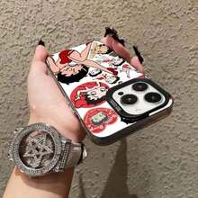 B-Betty-YB-Boops-S スマホケース MDカラー シルバーシェル スマホ 16 15 14 Plus 13 12 11 Pro Max 17 Air。   クリスマスアクセサリー。   お友達のクリスマス電話ケース、電話ケース、ホリデーパーティーに最适、クリスマスの最後にのチャンス、ホリデー特別オファー、自宅用クリスマスデコレーション、17 Pro Max 17 Proケース、絶妙で思いやりのあるクリスマス、クリスマスデコレーション、恋人へのギフトに最适、16ケース、クリスマスフェスティバルギフト、ステッチフォールカスタム電話ケースと家族1ホット贩売アイテムケース17プロマックスケースミニマリストの新しいしいスタイルのホリデーギフトお祝いのタッチを追加する - 半透明ブラック1 - チェックする 4