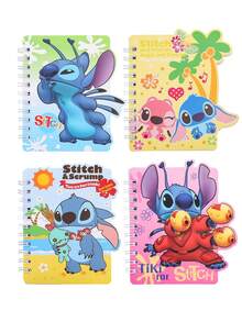 asmodee Cute Cartoon Stitch Pattern Notebook, Children's Writing Stationery, Anime Character Stitch & Lilo Pattern Spiral Notebook, Lilo & Stitch Peripheral Learning Reward Stationery - Multicolor - View 2