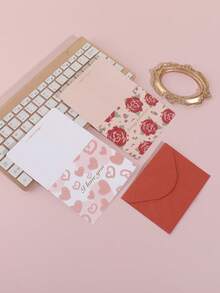 4pcs/Pack Romantic Valentine's Day Heart Pattern Greeting Cards, Decorated With Rose And Heart Patterns, Suitable For Party Invitations, Writing Greetings, And Birthday Gifts, Exquisite Valentine's Day Gift - Sets - View 8