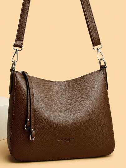 Genuine Brand Women's Soft Leather Shoulder Bag, Luxury Designer Crossbody Bag, Women's Casual Handbag, Messenger Bag, Work Bag