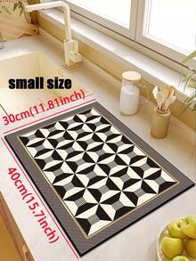 1 件装软橡胶厨房地垫，3.5 毫米厚厨房地毯，现代奢华几何装饰艺术风格吸水厨房地垫地毯，可自行裁剪以适应厨房尺寸，表面织物材质，中间海绵层，底部橡胶层，适用于厨房地毯、厨房装饰、婚礼装饰、家居装饰、浴室地垫、门垫、洗衣房地垫、走廊地毯、客厅地垫等。 - 彩色 - 查看 14