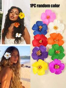 9个/1个女士芙蓉花发夹，海滩度假甜美风纯色波西米亚优雅PVC发饰，四季皆宜爪夹发爪发夹，头部饰品 - 9PCS多色 - 查看 10