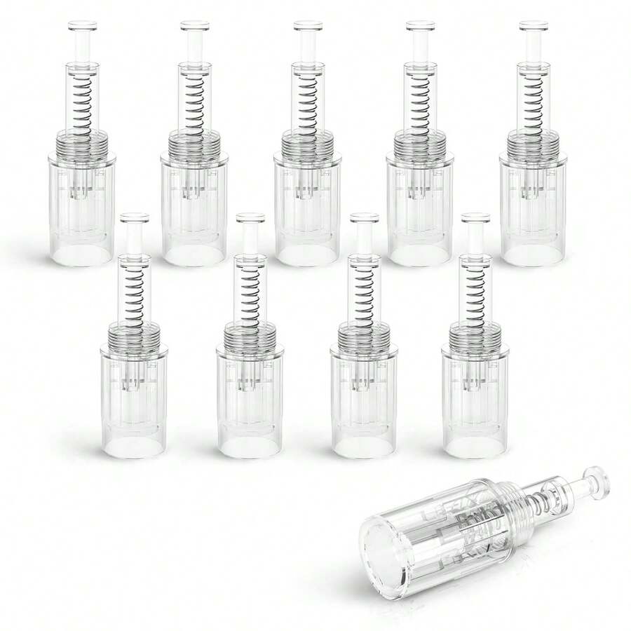 10/50/100pcs Microneedle Pen Replacement Tips, Threaded Microneedle Pen Heads, Home Skincare Tool Refill Needles - Clear - View 1
