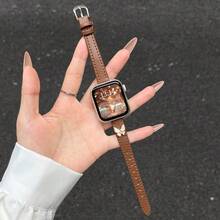 Women's Leather Watch Band, Compatible With Apple Watch Series 1/2/3/4/5/6/7/8/9/10/SE/Ultra, 38mm 40mm 41mm 42mm 44mm 45mm 49mm, Slim Design, Elegant And Luxurious Wrist Accessory - Brown - View 9