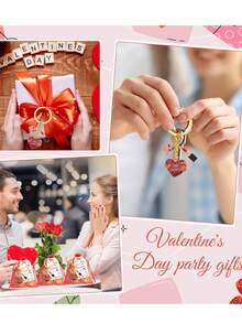 20件套情人节合金心形口红钥匙扣礼盒套装 - 包括5个钥匙扣、5张卡片、5个欧根纱袋和5根30厘米长的麻绳。是完美的情人节礼物，也可作包包挂饰，或用于情人节、母亲节、婚礼、生日和周年纪念日的装饰。 - 彩色 - 查看 6