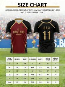 1pc Blue Lock Pattern Anime Hybrid Football Jersey, Anime Football Jersey, Caesar Cosplay Costume, Anime Gift. New Year Gift, Printed Pattern, Blank Design, Daily Training - Redwood - View 2