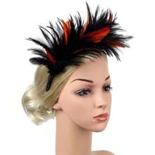 PZW-Diadema de plumas rojas negras para mujer diadema de 1920 para mujer accesorios para el cabello de plumas de Halloween disfraz de boda fiesta de té3928 - como en la foto - Ver 5