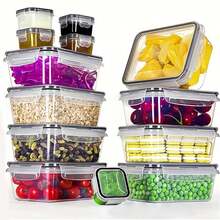 8pcs Set Of 4 Containers + 4 Lids, Lunch Boxes, Multi-Size Kitchen Storage Plastic Containers, Kitchen Storage Supplies, Can Be Used For Cold Storage - Multicolor - View 6