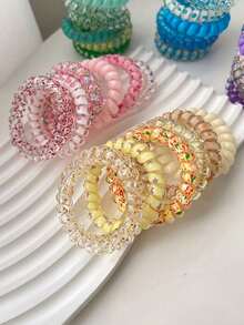 18 piezas, Set de Lazos de Pelo Espirales de Colores Caramelo, Decoración para Equipo de Damas de Honor, Espirales de Pelo, Accesorios para Fiesta de Soltera, Despedida de Soltera, Boda, Navidad - Color Aleatorio Diadema Elástica - Un Accesorio de Pelo de Moda con Patrones y Diseños Interesantes