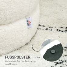 HOMCOM Round Padded Pouf/Footrest With Seat Cushion For Living Room/Bedroom, Cream White, Ø40 X 45 Cm - Apricot - View 5