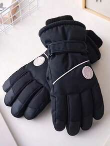 1 Pair Women's Professional Ski Gloves - Thickened Fleece Windproof Cold-Proof Outdoor Skiing Warm Gloves, Cycling Cold-Proof Gloves, Non-Slip Palm, Compatible With Touchscreen Devices - Multicolor - View 6