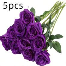 1支/5支/10支/12支/20支装 深紫色 20英寸 情人节礼物鲜花 人造玫瑰，高端人造玫瑰，适用于家居装饰、房间装饰、餐桌装饰、婚礼装饰、新娘捧花、腕花、花束制作。适合家居、餐厅、卧室、花瓶装饰花束。 - 深紫色 - 查看 12