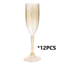 1/2/4/8/12个装 180毫升金色闪光塑料香槟杯，不易碎/派对香槟杯 - 透明閃金 - 查看 7