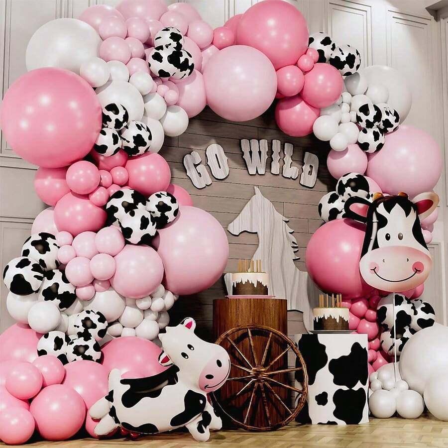 Kit de arco de globos de vaca de 107 piezas con globos de vaca de BONO para decoraciones de fiesta de vaca - Kit de arco de globos de vaquera para decoraciones de baby shower de vaquera & decoración de fiesta de cumpleaños de vaca - Multicolor - Ver 1
