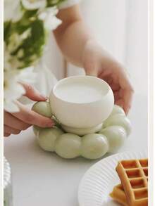 可爱泡泡咖啡杯碟套装，创意高性价比下午茶陶瓷杯，情侣咖啡杯，家用陶瓷杯，办公室角落下午茶杯设计 - 彩色 - 查看 3