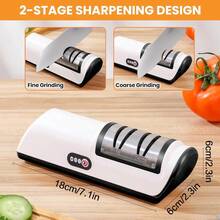 Professional 4-Stage Electric Knife Sharpener – Automatic Multifunctional System With 100% Diamond Abrasives, Rechargeable & Compact Design For Kitchen, Chef, Stainless Steel & Serrated Knives - Black - View 3