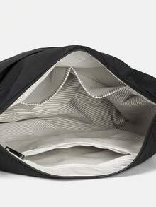 新款男士斜挎包，时尚百搭，简约纯色单肩包，适合日常户外休闲旅行、通勤，大容量，男士轻便斜挎包 - 黑色 - 查看 5