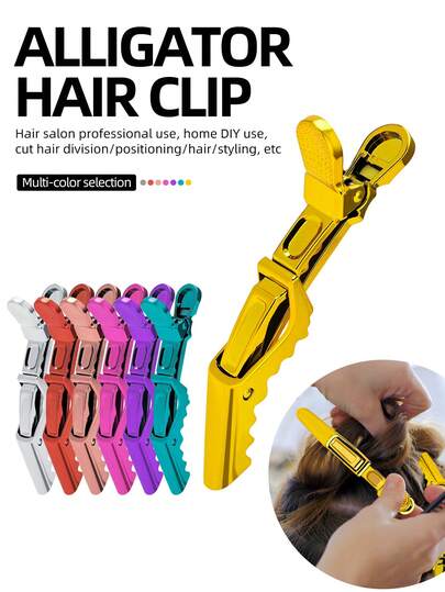 6 件套专业鳄鱼夹，适用于美发造型，是沙龙和理发店美发师的理想工具，可用于理发和造型。