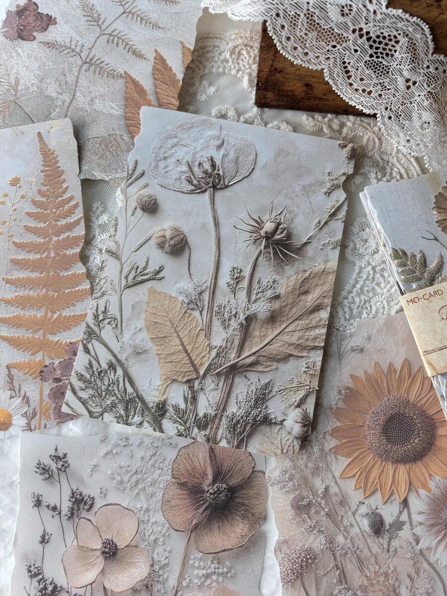 1 Pack Of 23 Sheets Embossed Autumn Leaf Decorative Paper, Suitable For Journaling, Scrapbooking And Crafts - Multicolor - View 1