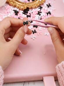 50pcs Random Bow Tie Nail Charms 3D Resin Black White Pink Bow Tie Charms Cute Bow Tie Rhinestone Nail Art Supplies Jewelry Decorations DIY Crafts For Women Phone Cases, Scrapbooking, Envelopes, Cards - Multicolor - View 3