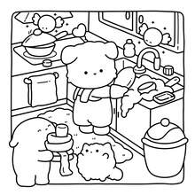 40页 205克 甜蜜时刻可爱温馨涂色书：温馨的自我关爱场景（兔子泡脚、小狗珍珠奶茶约会、舒适的休息室背景）——适合成人和青少年的放松涂色页，婚礼季、母亲节的完美礼物 - Sweet Days - 查看 4