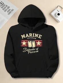 Felpa con cappuccio Navy Freedom Guard - Modello militare, Felpa con cappuccio oversize, Adatta per veterani, abbigliamento casual e abbigliamento per anniversari - JPH-9, Abbigliamento patriottico, Design di stampa accattivante, Cuciture di alta qualità, Top a maniche lunghe, Per indossatori patriottici, Taglie forti - nero - Visualizzare 1