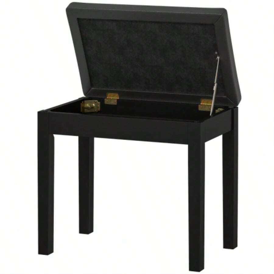 HOMCOM Piano Stool/Bench With Storage, Wooden Legs, Faux Leather, Black, 55 X 34 X 50 Cm - Black - View 1