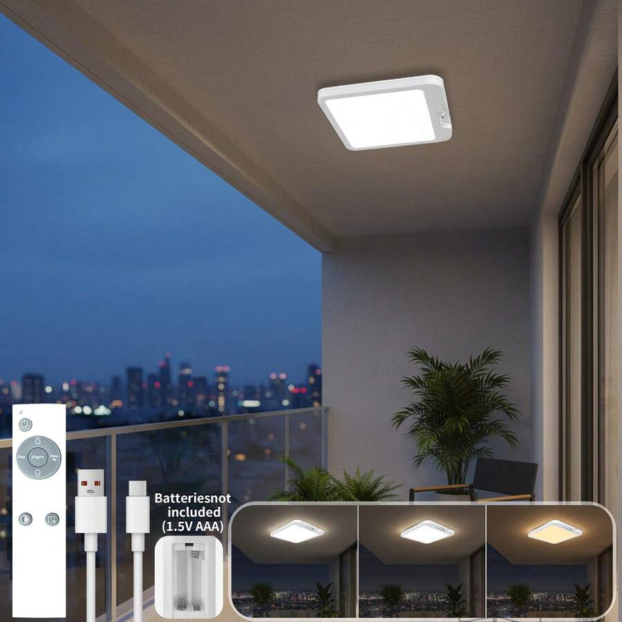 162pcs LED Ceiling Light With Motion Sensor, 3 Color Temperatures (6500K/3000K/4500K), Built-In 5000mAh Rechargeable Battery, Dimmable Timer Sensor, Infrared Remote Control, Suitable For Wardrobe, Bathroom, Corridor, Balcony, Etc. - one-size - View 1