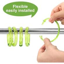 - Juego de 12 anillos de cortina de ducha de plstico, ganchos en forma de O, ganchos para cortina de ducha que se deslizan fcilmente en la barra de ducha del bao verde - Mezcla de colores - Ver 4