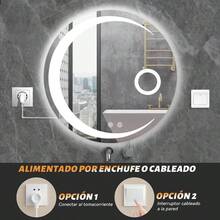 Espejo LED para Baño Espejo de Baño Redondo con Función de Memoria y Desempañado HD Botones Táctiles Inteligentes Espejo de Maquillaje Regulable 3 Colores 4mm Vidrio Prueba Explosiones - GrisLuna - Ver 8