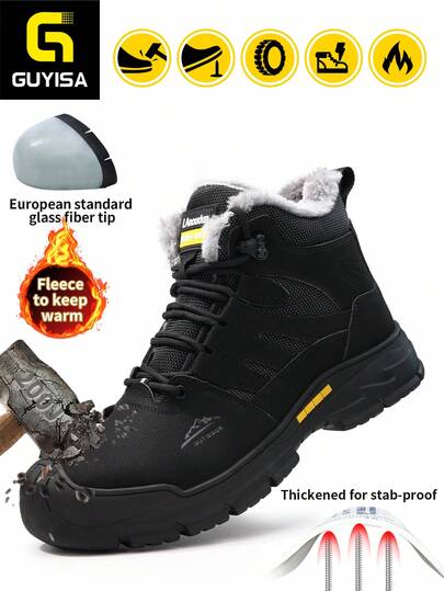 Zapatos de aislados 10KV, negros, Zapatos de térmicos de invierno Lanoudun, diseño de patchwork de moda, suela de goma suave, cómodos y cálidos, elegantes y confiables, zapatos de profesionales