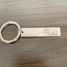 1 buc Breloc dreptunghiular din oțel inoxidabil, minimalist, inspirațional, de nișă metalică